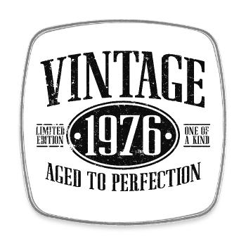Vintage 1976 Jahrgang Geburtstag Retro Geschenk - Viereckiger Kühlschrankmagnet - Weiß - Vorne