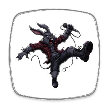 Heavy Metal Osterhase Rocker Ostern Hardcore Hase - Viereckiger Kühlschrankmagnet - Weiß - Vorne