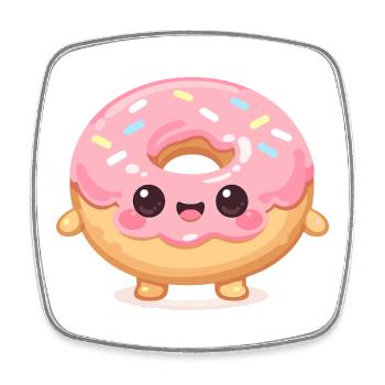 Donut kawaï avec glaçage rose - Magnet carré - blanc - Devant