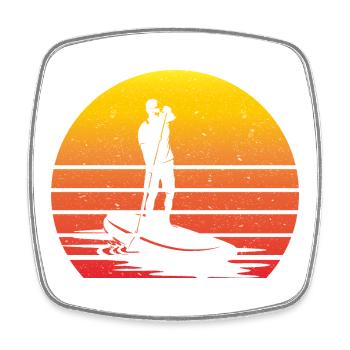 SUP Retro Stand Up Paddling Vintage Sunset - Viereckiger Kühlschrankmagnet - Weiß - Vorne