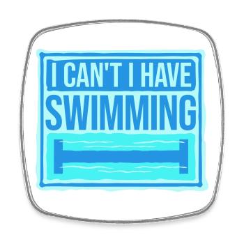 I Can't I Have Swimming Lustig Schwimmer Ausrede - Viereckiger Kühlschrankmagnet - Weiß - Vorne