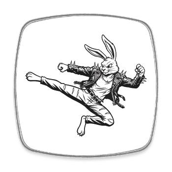 Heavy Metal Osterhase Rocker Ostern Hardcore Hase - Viereckiger Kühlschrankmagnet - Weiß - Vorne