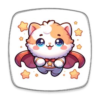 Helden Kätzchen Superheld Katze Super Mieze - Viereckiger Kühlschrankmagnet - Weiß - Vorne