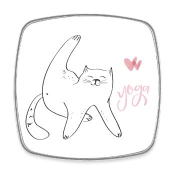 Yoga Cat - Square fridge magnet - white - Front