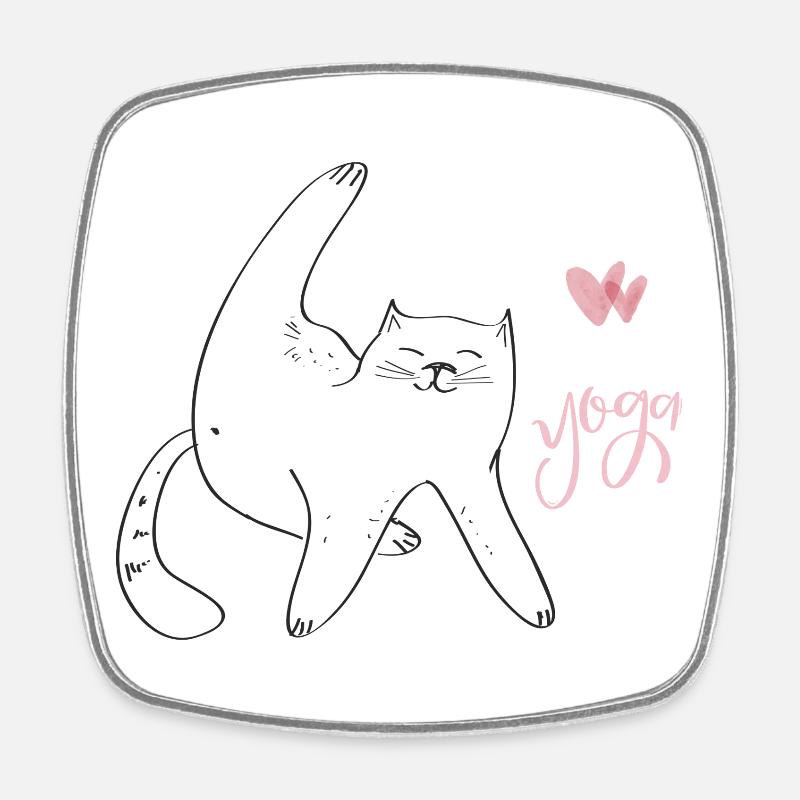 Chat de Yoga - Magnet carré - blanc