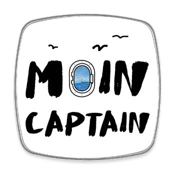 Moin Captain Meer Möwe See Reise Seefahrt - Viereckiger Kühlschrankmagnet - Weiß - Vorne