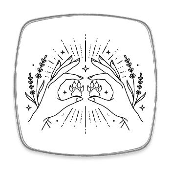 Dog Mom Paws Hands Boho Animal Love Mistress - Square fridge magnet - white - Front