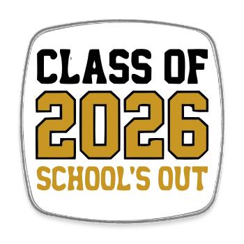 Class of 2026 Schools Out Logo - Viereckiger Kühlschrankmagnet - Weiß - Vorne