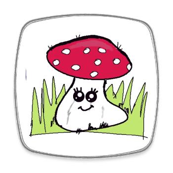 Champignon clin d’œil avec chapeau rouge - Magnet carré - blanc - Devant