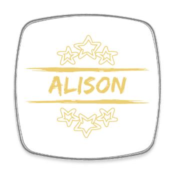 Birth name Alison - Square fridge magnet - white - Front