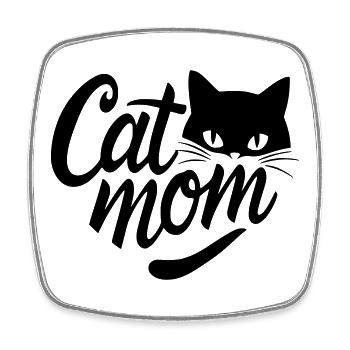 Cat Mom, Cat Mom Heart with Cat Face - Square fridge magnet - white - Front