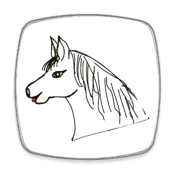 Pferdekopf Pony Pferd Kinder Pferde - Viereckiger Kühlschrankmagnet - Weiß - Vorne