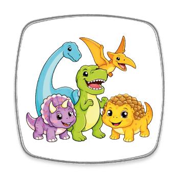 Cute Dino Team - Square fridge magnet - white - Front