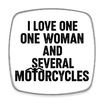 Eine Frau und mehrere Motorräder: Biker-Humor - Viereckiger Kühlschrankmagnet - Weiß - Vorne