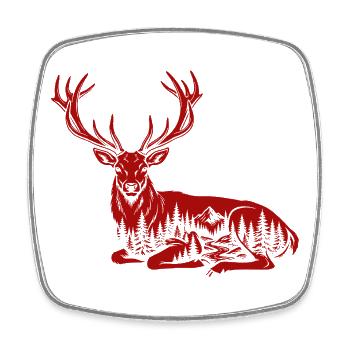 Cerf - Magnet carré - blanc - Devant