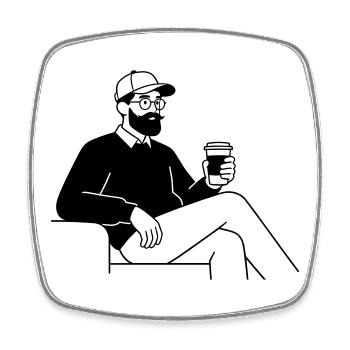 hipster - Square fridge magnet - white - Front