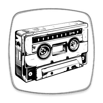 Cassette rétro - Magnet carré - blanc - Devant