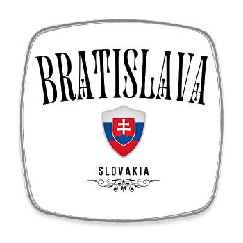 Souvenir Bratislava, elegant design Bratislava - Square fridge magnet - white - Front