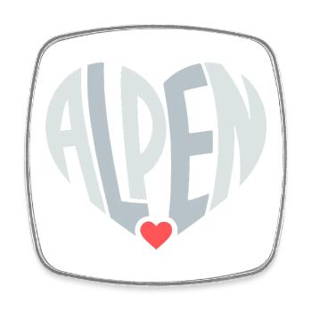 Alpine Heart Typography - Square fridge magnet - white - Front