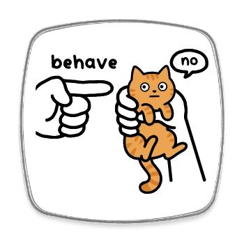 Little cat in big hands – cheeky cute - Square fridge magnet - white - Front