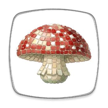 Toadstool Mosaic - Retro Forest for Mushroom Pickers - Square fridge magnet - white - Front