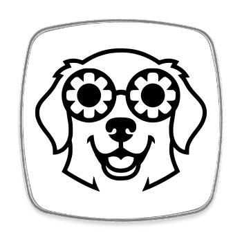 Hund Brille Blumen Outline - Viereckiger Kühlschrankmagnet - Weiß - Vorne