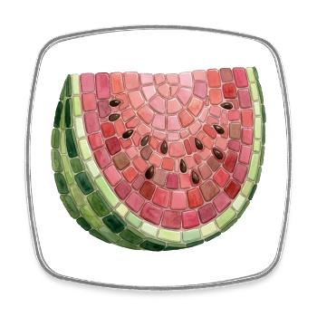 Watermelon Mosaic - Summer Art Gift - Square fridge magnet - white - Front