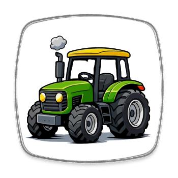 Tractor Trekker Cartoon - Magnet carré - blanc - Devant