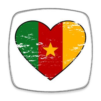 Kamerun Flagge Herz - Viereckiger Kühlschrankmagnet - Weiß - Vorne