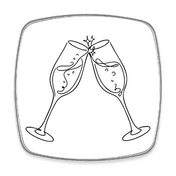 Chin Chin – Cheers Glasses Black & White Wedding - Square fridge magnet - white - Front