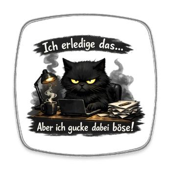 Ich mach das aber ich gucke dabei böse Katze - Viereckiger Kühlschrankmagnet - Weiß - Vorne