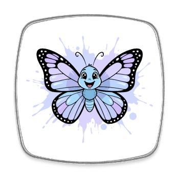 Blauer Schmetterling Spritzkunst - Viereckiger Kühlschrankmagnet - Weiß - Vorne