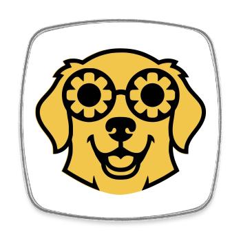 Labrador Blume Brille Peace Comic - Viereckiger Kühlschrankmagnet - Weiß - Vorne