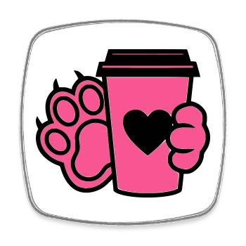 Dog Paw Coffee Cup Dog Mom - Square fridge magnet - white - Front