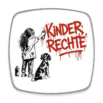Kinderrechte Graffiti roter Schriftzug - Viereckiger Kühlschrankmagnet - Weiß - Vorne