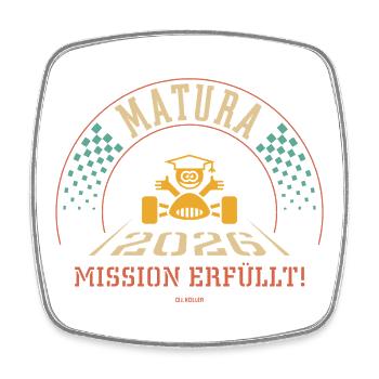 Matura 2026 – Mission Erfüllt (Zieleinfahrt / 4C) - Viereckiger Kühlschrankmagnet - Weiß - Vorne