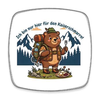 Kaiserschmarrn Wanderbär - Lustiges Wandershirt - Viereckiger Kühlschrankmagnet - Weiß - Vorne