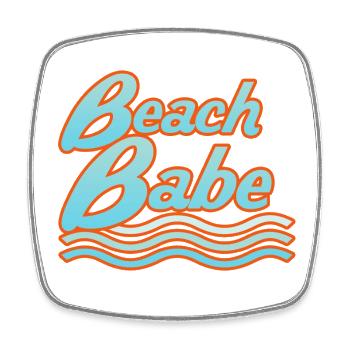 Typographie des vagues néon Beach Babe - Magnet carré - blanc - Devant
