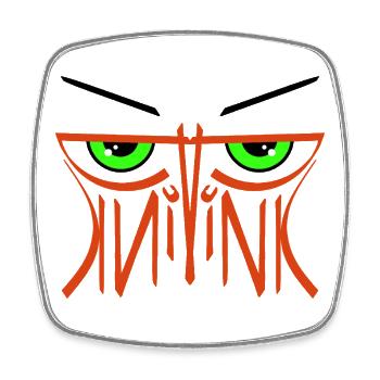 Pink-Monster Ambigramm  - Viereckiger Kühlschrankmagnet - Weiß - Vorne