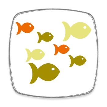 Fish School of Fish - Square fridge magnet - white - Front