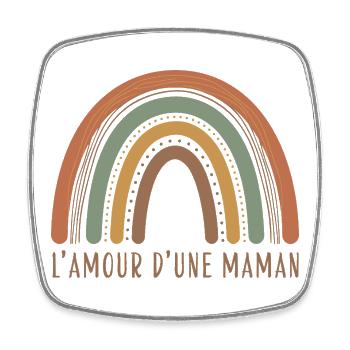 Arc-en-ciel Amour d'une Maman - Magnet carré - blanc - Devant