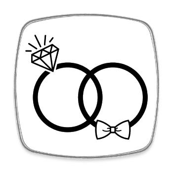 Wedding rings - Square fridge magnet - white - Front