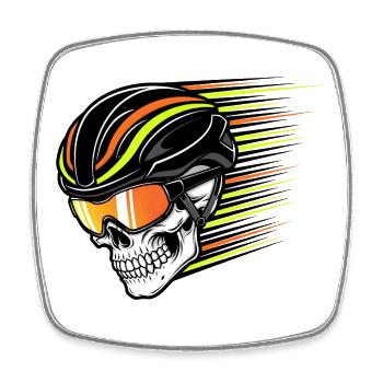 Skull Bicycle VTT VTT Conception de VTT - Magnet carré - blanc - Devant
