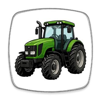 Grüner Traktor Kraftvoll Design - Viereckiger Kühlschrankmagnet - Weiß - Vorne
