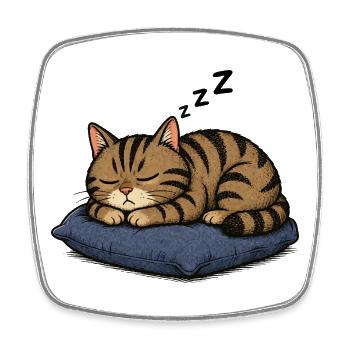 Chat endormi sur l’oreiller - Magnet carré - blanc - Devant