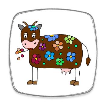 Cow - Square fridge magnet - white - Front