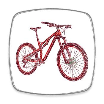MTB Mosaic – Mountain Bike as an Art Object - Square fridge magnet - white - Front