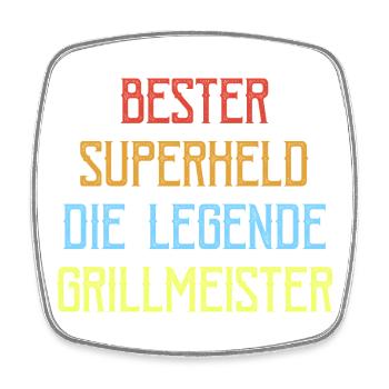 Papa Vater Grillmeister Held Lustiges BBQ - Viereckiger Kühlschrankmagnet - Weiß - Vorne