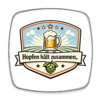 Hopfen hält zusammen Bierbadge - Viereckiger Kühlschrankmagnet - Weiß - Vorne