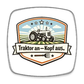 Traktor Patch Kopf Aus - Viereckiger Kühlschrankmagnet - Weiß - Vorne